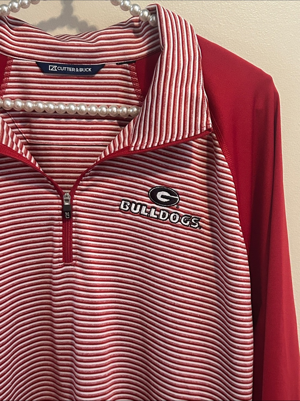 Cutter & Buck Georgia Bulldogs Striped Quarter Zip Pullover 2XL 3XL No Size tag